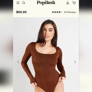 Brown Long Sleeve Bodysuit